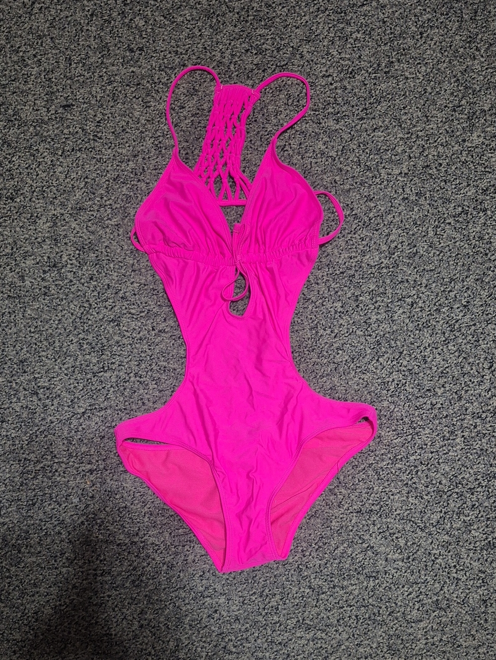 Apollo Swim Neon Pink Macramé Back One-Piece